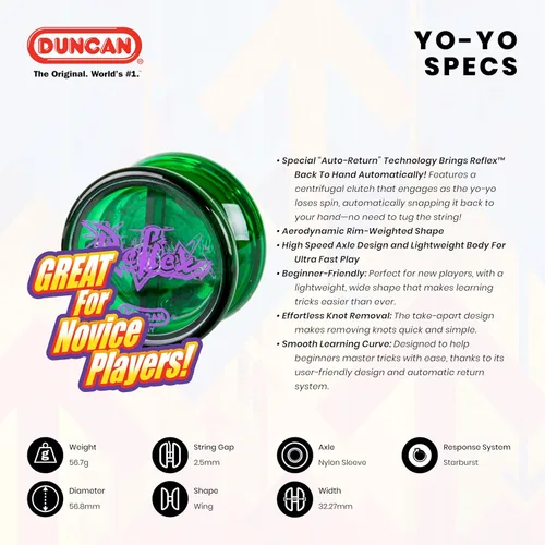 Miniatura 4 de Duncan Toys Reflex - Yo-Yo con retorno automático y truco de cuerda para principiantes, rojo