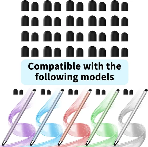 Miniatura 2 de DAXINGXING 40 piezas de puntas de goma de repuesto para lápiz capacitivo, alta sensibilidad y precisión, puntas de goma negras universales