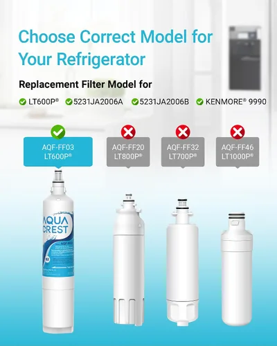 Miniatura 2 de AQUA CREST 5231JA2006A Reemplazo para filtro de agua para refrigerador LG® LT600P®, fml-2, Kenmore® 46-9990, Kenmore® 9990, 5231JA2006B, RWF1000A