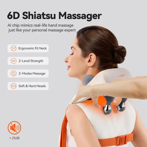 Miniatura 6 de IKEEPFIT Masajeador de cuello inalámbrico con calor, masajeador de hombro para aliviar el dolor de tejido profundo, MagicSide 3.0 [2025 innovador]