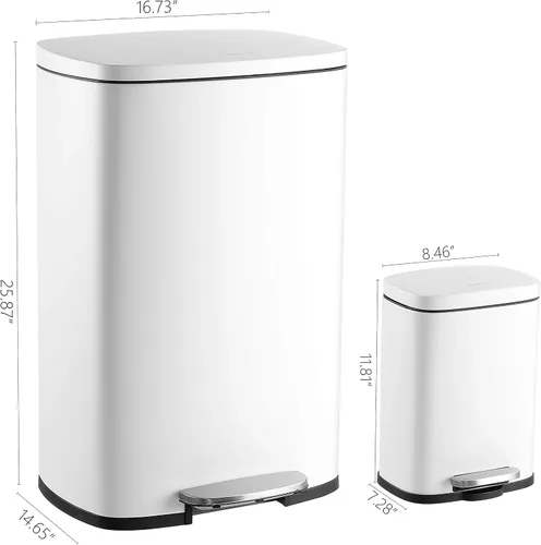 Miniatura 4 de happimess HPM1006C Connor - Bote de basura rectangular con tapa de cierre suave y mini bote de basura gratis, moderno a prueba de huellas dactilares