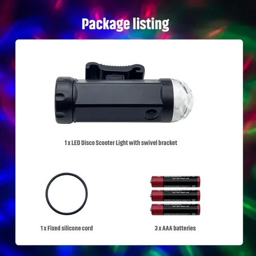 Miniatura 6 de Luz LED para scooter de discoteca, accesorios de luz para scooter, color RGB y patrones dinámicos, compatible con manillar de scooter, ángulo