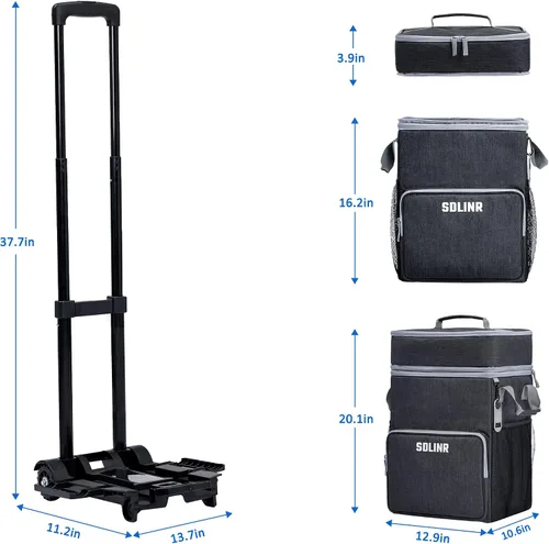 Miniatura 6 de SDLINR Hielera grande rodante de 72 latas, bolsa de enfriador suave aislada a prueba de fugas con ruedas y asa plegable para playa, camping, patio