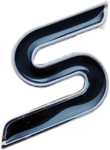 Nueva aleación de zinc 3D S emblema insignias coche guardabarros trasero tronco Sedan letra adecuada para sedán (negro)