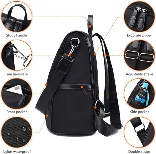 Miniatura 4 de Mochila antirrobo, impermeable, casual, de moda, de nailon Oxford, ligera, grande, bolsa de viaje para niñas, niñas, damas, viajes, escuela