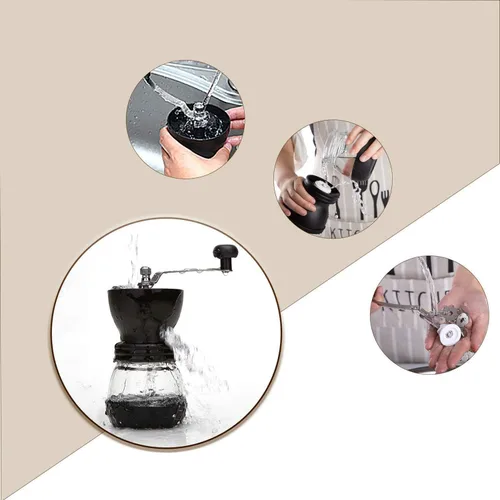 Miniatura 6 de PARACITY Molinillo Manual de Granos de Café con Rebaba de Cerámica, Molinillo de Café Manual Pequeño con 2 Frascos de Vidrio (11 Onzas por Frasco)