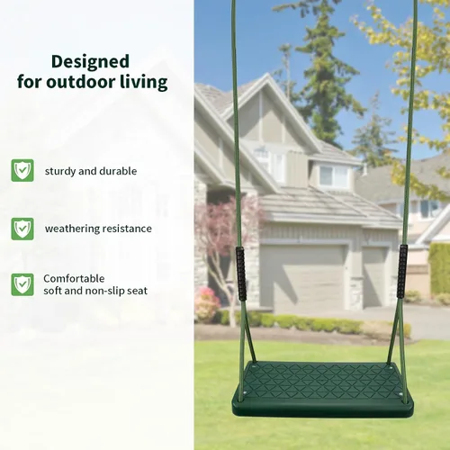 Miniatura 6 de Asiento de columpio resistente, juego de columpio antideslizante para árbol con cuerda ajustable, juego de columpios para patio de recreo