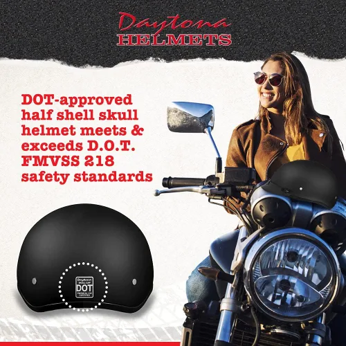 Miniatura 2 de Daytona HELMETS Casco de motocicleta medio, calavera con huesos cruzados, gorra con visera, negro mate, con aprobación DOT del 100%
