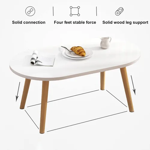 Miniatura 2 de Mesa de centro blanca, mesas auxiliares modernas anidables, mesa de MDF con patas de madera, mesa de sala de estar para decoración del hogar, juego