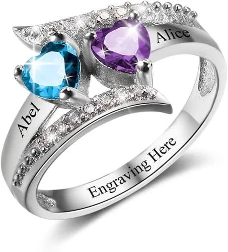 Anillos de piedra natal personalizados para mujer, regalos personalizados para el día de la madre, anillos de promesa para madre e hija o mejor