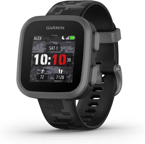 Garmin Bounce™, Reloj Inteligente para Niños, Mensajes de Texto y Voz Bidireccionales, Seguimiento de Ubicación, Camuflaje Negro