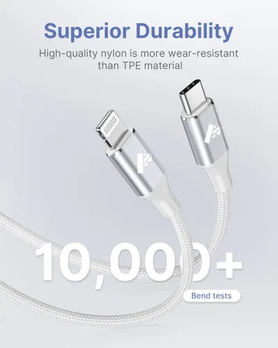 Miniatura 5 de Cable USB C a Lightning, paquete de 2 cables de carga de 10 pies, cable de carga trenzado extra largo para iPhone 14 13 12 11Pro Max Mini XS XR X 8