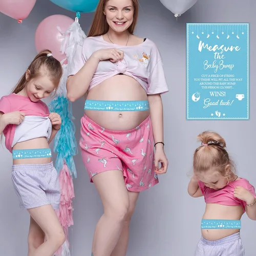 Miniatura 7 de Juegos de baby shower, cinta métrica para medir el vientre de 150 pies, cinta métrica para el vientre de mamá, cinta métrica de vientre para Azul