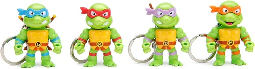 Jada Toys - Teenage Mutant Ninja Turtles - Figuras fundidas a presión de 2.5 pulgadas, 4 unidades, figuras coleccionables con llavero, regalo para