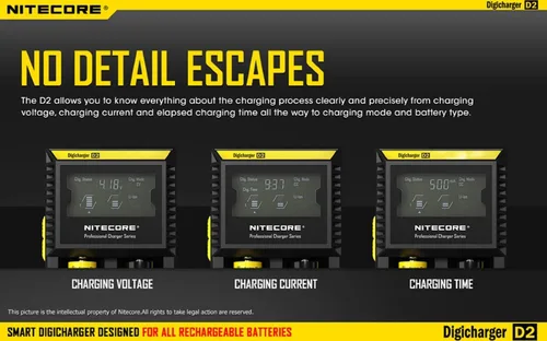 Miniatura 4 de Nitecore D2 cargador inteligente versión 2015 con pantalla LCD para Li-ion, IMR, LiFePO4 26650 22650 18650 17670 18490 17500 18350 16340 RCR123