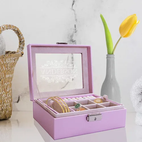 Miniatura 3 de My Personal Memories Joyero, bandeja y organizador personalizado con parte superior de cristal, accesorios personalizados y grabados, regalo