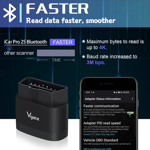 Miniatura 4 de Vgate Escáner OBD2 iCar Pro Bluetooth4.0 (iOS, Android) y Vgate iCar Pro 2S Bluetooth5.2 (iOS, Android)