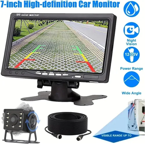 Miniatura 4 de Parking Camera 7inch HD Monitor with Night Vision Backup Camera Kit Heavy Duty for RVs Trucks Trailers Includes Lighter Adapter Cables