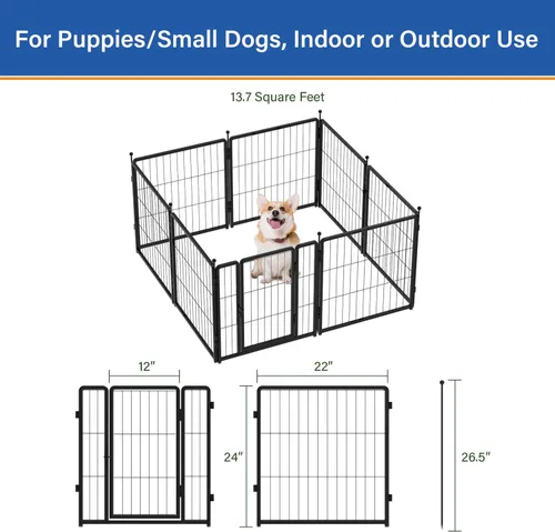 Miniatura 4 de Corralito para perros de 24 pulgadas, 8 paneles para uso interior y exterior – Valla de metal resistente para mascotas con estacas para el suelo