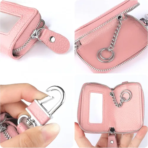 Miniatura 5 de Funda para Llavero de Coche para Reemplazar Funda Antigua, Funda para Llave de Coche de Cuero Genuino con Anillo para Llaves y Llavero (Negro)