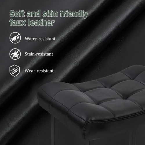 Miniatura 5 de RNKSFX Taburete de bar moderno negro para encimera de cocina sin respaldo de altura de mostrador con asiento tapizado de piel sintética y marco