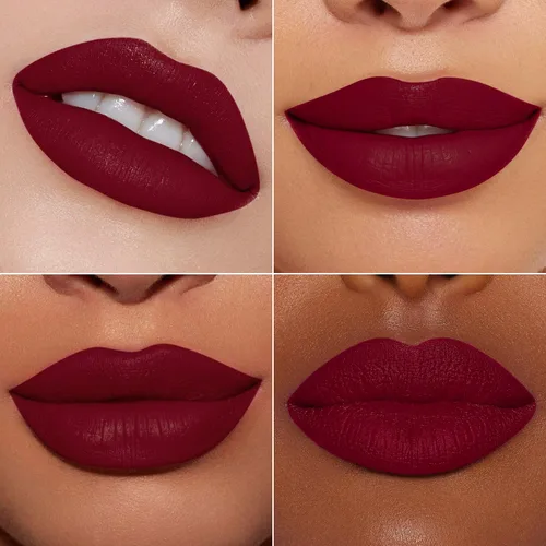 Miniatura 2 de MAKI YIKA Lápiz labial rojo burdeos para mujer, pintalabios de larga duración, sin manchas, mate, líquido, a prueba de transferencia, sin crueldad