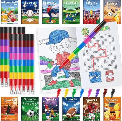 Miniatura 13 de BenLouis 24 mini libros para colorear del espacio exterior para niños con 24 crayones apilables, regalos de fiesta de astronautas, libros