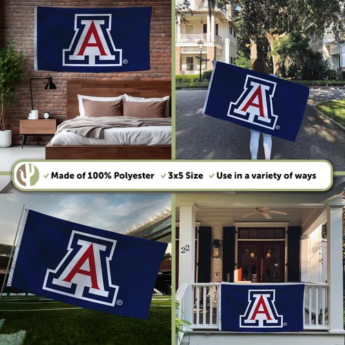 Miniatura 3 de Desert Cactus Bandera de la Universidad de Arizona UA – Bandera de gatos salvajes de 3 x 5 pies, tela duradera para interiores y exteriores, diseño