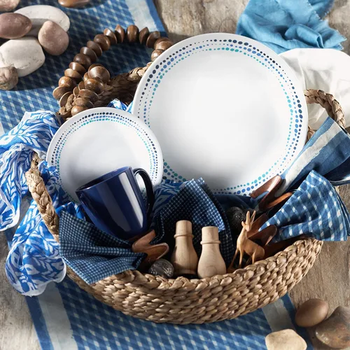 Miniatura 2 de Corelle Ocean Blues - Vajilla resistente a las roturas y a las roturas para 4 personas, color azul, 12 piezas