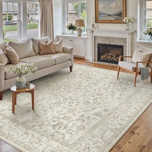 Miniatura 129 de PureCozy Alfombra de área beige de 2 x 3 pulgadas, lavable, vintage, pequeña, para entrada, cocina, suave, retro, floral, de pelo bajo, tapete