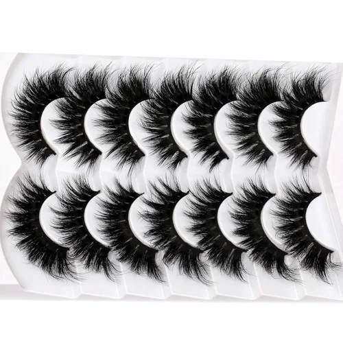 Miniatura 130 de Pooplunch - Pestañas postizas finas de visón sintético, estilo ojo de gato, naturales, cruzadas, tipo racimo, efecto 8D de volumen, tiras