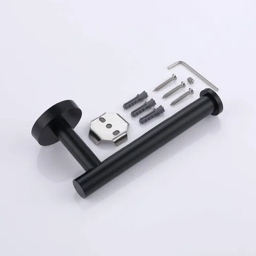 Miniatura 7 de TASTOS Soporte de papel higiénico negro mate SUS304 de acero inoxidable, moderno soporte redondo para rollos de papel higiénico, soporte de pared