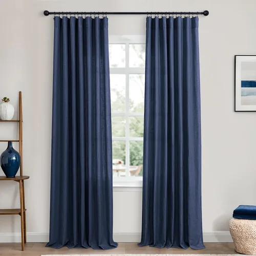 Miniatura 161 de KOUFALL Juego de 2 cortinas de puerta francesa, cortinas de lino para puerta/ventana, cortina transparente boho para cristal lateral delantero