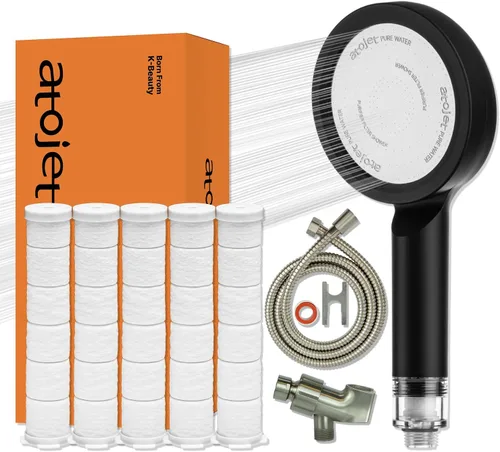 Ducha de filtro premium arraigada en la cultura de belleza de lujo de Corea, filtros de carbono puro para una piel más suave y un cabello más suave