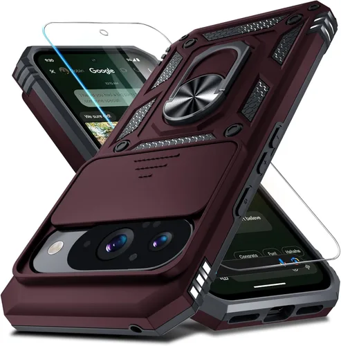 Miniatura 46 de Janmitta - Funda compatible con Google Pixel 9 Pro XL con cubierta deslizante para lente de cámara incorporada + protector de pantalla + soporte