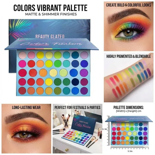 Miniatura 4 de BestLand Paleta de sombras de ojos arcoíris de 39 colores, maquillaje profesional, paletas de sombras de ojos metalizadas mate, polvo ultra
