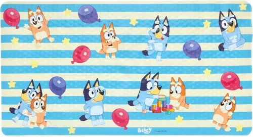 Alfombra de baño Bluey para niños, niños pequeños y bebés, de 15.5 por 22 pulgadas, antideslizante, alfombrilla de baño con ventosas, lavable a