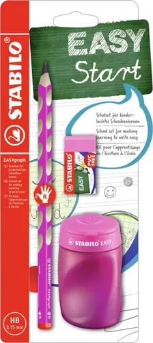 Miniatura 6 de STABILO Set escolar diestro en lápiz EASYgraph azul + EASYsharpener + EASYeraser