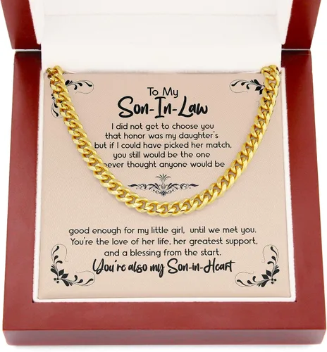 Miniatura 2 de Collar de cadena cubana para yerno, regalo para él, futuro hijo en la ley, regalo de cumpleaños en el día de la boda, regalo sentimental para hijo