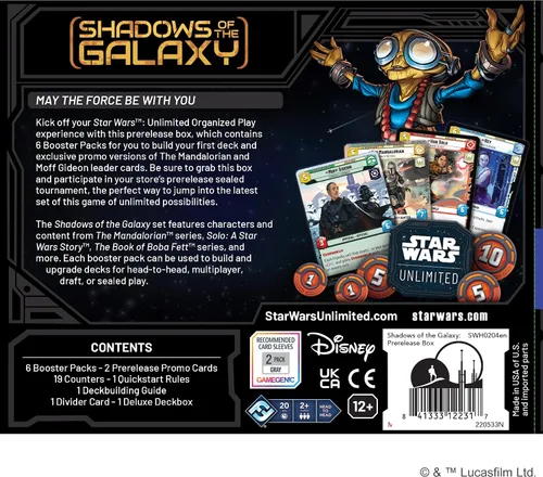 Miniatura 3 de Star Wars: Unlimited TCG Shadows of The Galaxy PRERELEASE Box - ¡Lanza tu viaje galáctico! Incluye 6 paquetes de refuerzo, a partir de 12 años, 2