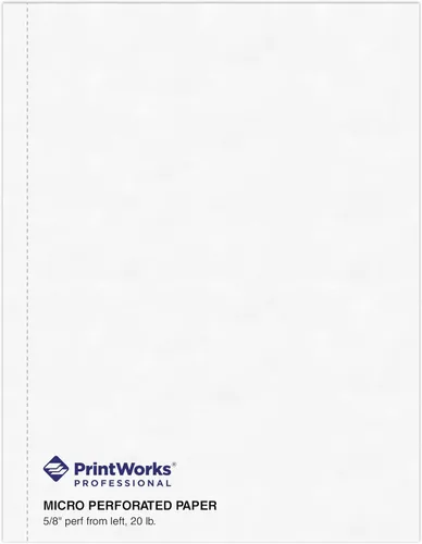 PrintWorks Papel perforado vertical profesional de 5/8 pulgadas, 8.5 x 11 pulgadas, perfecto para folletos y catálogos, fabricado en los Estados