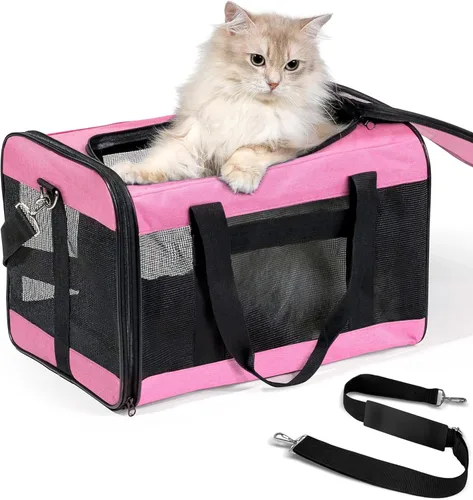 Conlun Transportador para gatos aprobado por aerolíneas, transportador de perros de lados suaves con correa de seguridad interior, transportador de