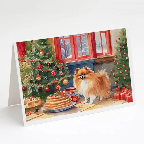 Miniatura 150 de Caroline's Treasures DAC3884GCA7P Paquete de 8 tarjetas en blanco de Navidad con galletas de husky siberiano Tarjetas de felicitación con sobres