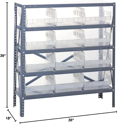 Miniatura 248 de Quantum QSBU-245BK Heavy Duty Shelving Unit with (7) Shelves and (24) QUS245 Black Bins for Garage Warehouse Storage Distribution 400 lb Load