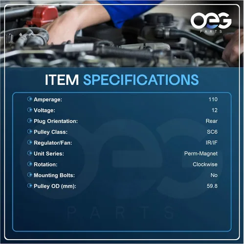 Miniatura 3 de OEG Parts Nuevo alternador compatible con Kia Optima 2.4L 11-13, Hyundai Sonata 2.4L 10-13 37300-2G150 TG11C087 11491 208-940 11066 213-8539 15598