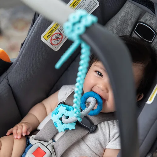 Miniatura 2 de Bumkins Suministros de alimentación con clip para chupete para bebé niña o niño, correas de juguete para taza de sorber, mordedor, accesorios de Azul