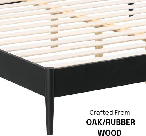 Miniatura 3 de NTC Lupin - Base de cama de madera con cabecero, base de madera de roble macizo y goma con listones silenciosos y soportes centrales de madera