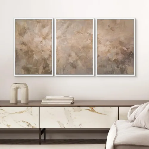 Miniatura 82 de SIGNWIN Lienzo enmarcado para pared, arte con pinceladas de flujo neutro en tonos beige abstractos, ilustraciones, arte moderno, decorativo