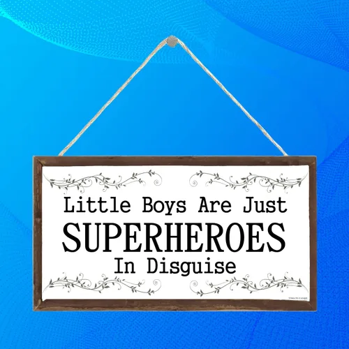 Miniatura 4 de TOMATO FANQIE Little Boys are Just Superheroes in Disguise, Placa de decoración de habitación de niños de superhéroes, 5 x 10 pulgadas (US-G112)