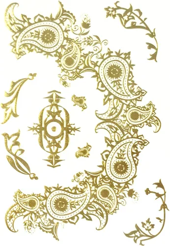 Miniatura 33 de Wrapables Tatuajes temporales inspirados en celebridades en oro metálico, plata y negro, grandes, alas de ángel_1